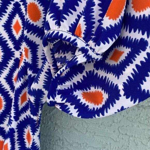 Women's Multicolor Geometric Tunic Dress L Knee Length Long Sleeve - Picture 8 of 10